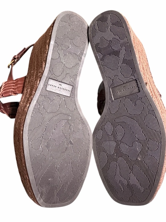 Veronica Beard Chestnut Woven Leather Espadrille Wedges - Picture 8 of 9